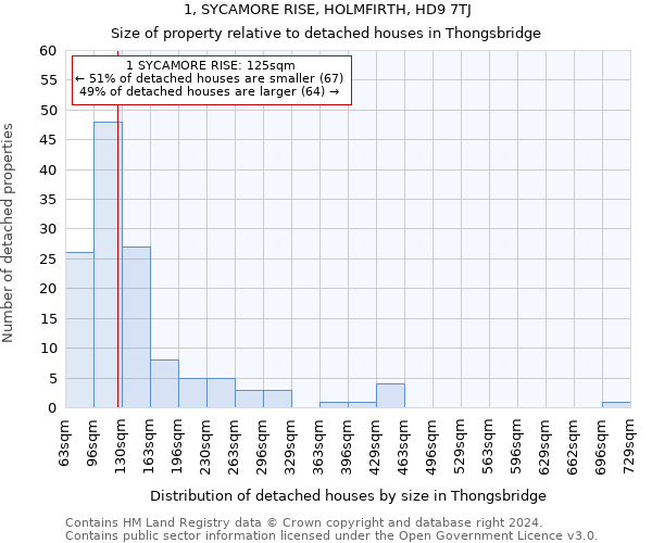 1, SYCAMORE RISE, HOLMFIRTH, HD9 7TJ: Size of property relative to detached houses in Thongsbridge