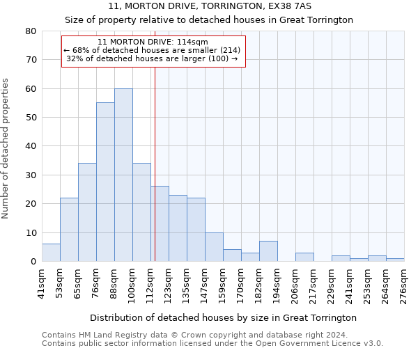 11, MORTON DRIVE, TORRINGTON, EX38 7AS: Size of property relative to detached houses in Great Torrington