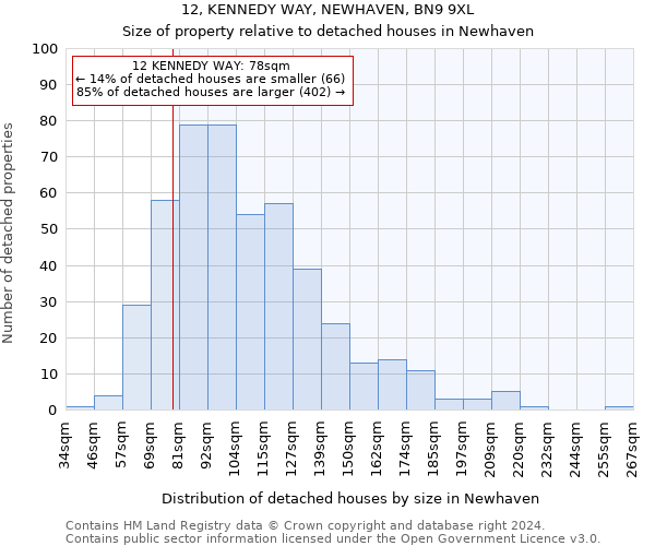 12, KENNEDY WAY, NEWHAVEN, BN9 9XL: Size of property relative to detached houses in Newhaven