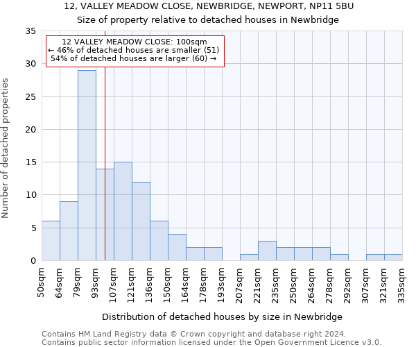 12, VALLEY MEADOW CLOSE, NEWBRIDGE, NEWPORT, NP11 5BU: Size of property relative to detached houses in Newbridge