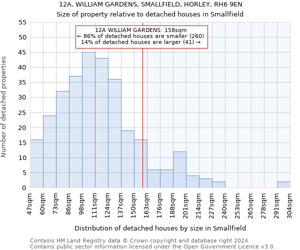 12A, WILLIAM GARDENS, SMALLFIELD, HORLEY, RH6 9EN: Size of property relative to detached houses in Smallfield