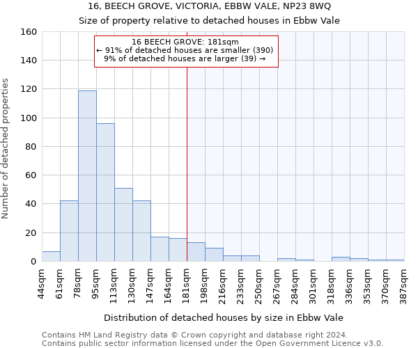 16, BEECH GROVE, VICTORIA, EBBW VALE, NP23 8WQ: Size of property relative to detached houses in Ebbw Vale