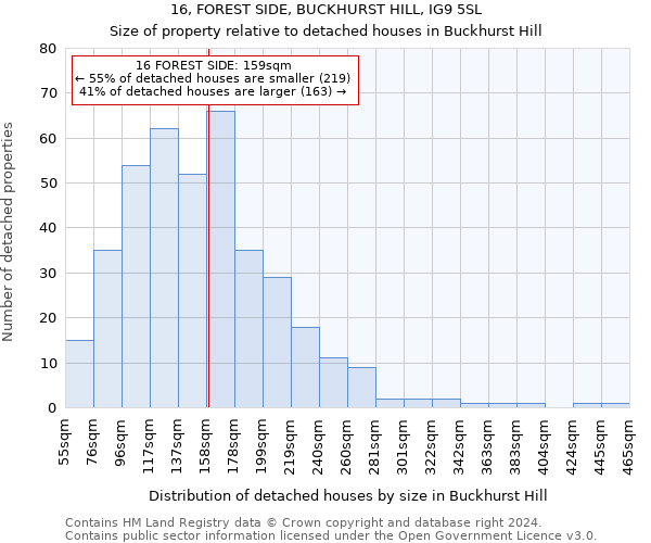 16, FOREST SIDE, BUCKHURST HILL, IG9 5SL: Size of property relative to detached houses in Buckhurst Hill