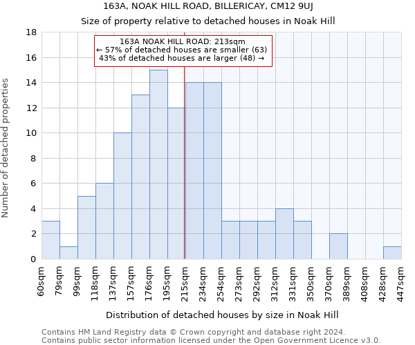 163A, NOAK HILL ROAD, BILLERICAY, CM12 9UJ: Size of property relative to detached houses in Noak Hill