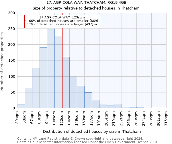 17, AGRICOLA WAY, THATCHAM, RG19 4GB: Size of property relative to detached houses in Thatcham