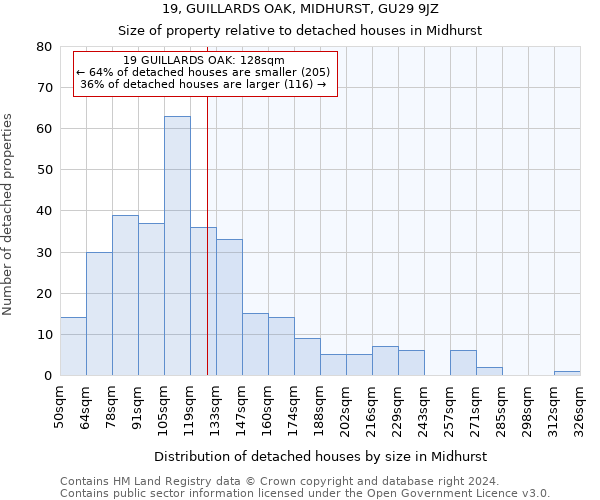 19, GUILLARDS OAK, MIDHURST, GU29 9JZ: Size of property relative to detached houses in Midhurst