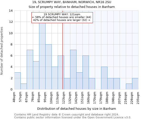 19, SCRUMPY WAY, BANHAM, NORWICH, NR16 2SU: Size of property relative to detached houses in Banham