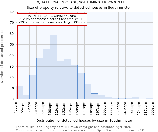 19, TATTERSALLS CHASE, SOUTHMINSTER, CM0 7EU: Size of property relative to detached houses in Southminster