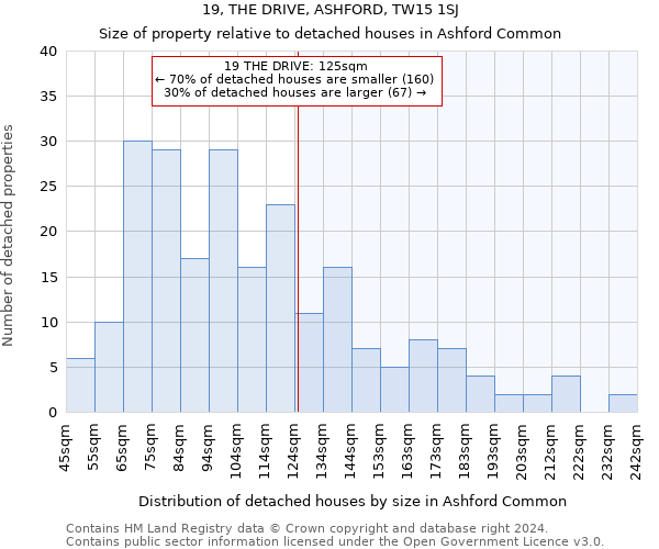 19, THE DRIVE, ASHFORD, TW15 1SJ: Size of property relative to detached houses in Ashford Common