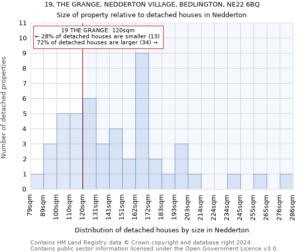 19, THE GRANGE, NEDDERTON VILLAGE, BEDLINGTON, NE22 6BQ: Size of property relative to detached houses in Nedderton