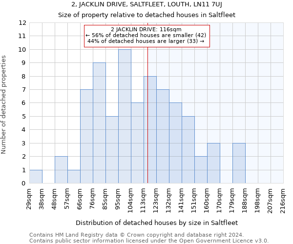 2, JACKLIN DRIVE, SALTFLEET, LOUTH, LN11 7UJ: Size of property relative to detached houses in Saltfleet