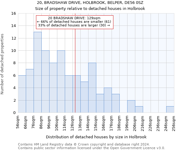 20, BRADSHAW DRIVE, HOLBROOK, BELPER, DE56 0SZ: Size of property relative to detached houses in Holbrook