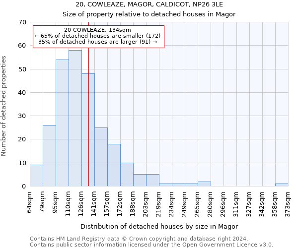 20, COWLEAZE, MAGOR, CALDICOT, NP26 3LE: Size of property relative to detached houses in Magor