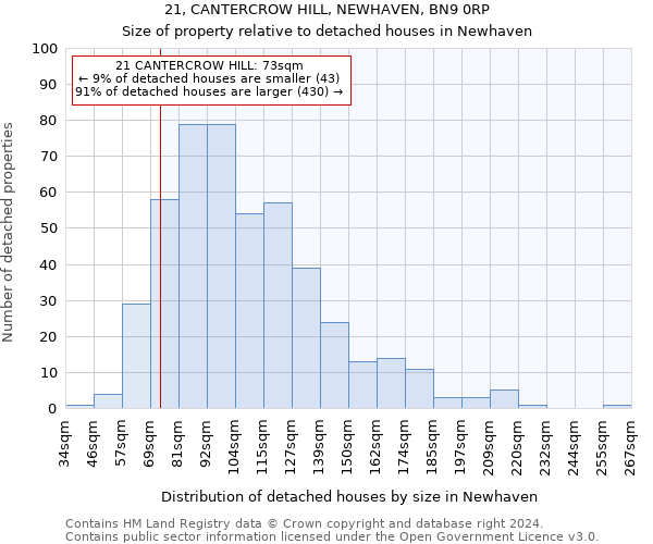 21, CANTERCROW HILL, NEWHAVEN, BN9 0RP: Size of property relative to detached houses in Newhaven