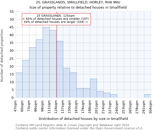 25, GRASSLANDS, SMALLFIELD, HORLEY, RH6 9NU: Size of property relative to detached houses in Smallfield