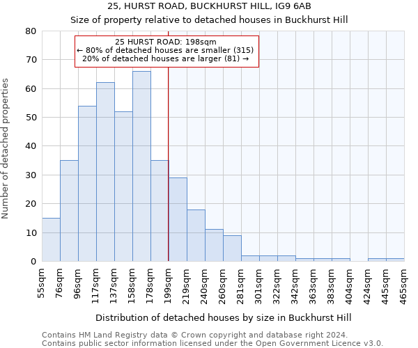 25, HURST ROAD, BUCKHURST HILL, IG9 6AB: Size of property relative to detached houses in Buckhurst Hill