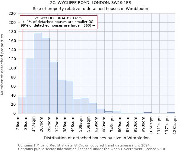 2C, WYCLIFFE ROAD, LONDON, SW19 1ER: Size of property relative to detached houses in Wimbledon