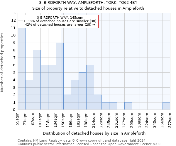3, BIRDFORTH WAY, AMPLEFORTH, YORK, YO62 4BY: Size of property relative to detached houses in Ampleforth