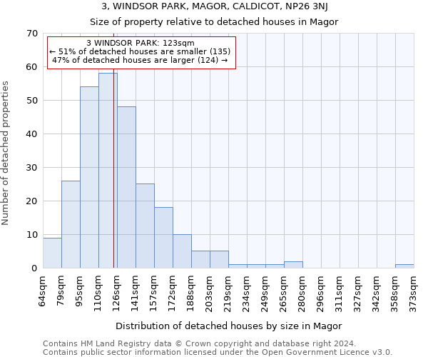 3, WINDSOR PARK, MAGOR, CALDICOT, NP26 3NJ: Size of property relative to detached houses in Magor