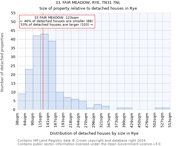 33, FAIR MEADOW, RYE, TN31 7NL: Size of property relative to detached houses in Rye