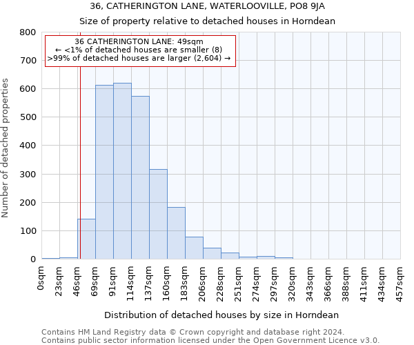 36, CATHERINGTON LANE, WATERLOOVILLE, PO8 9JA: Size of property relative to detached houses in Horndean