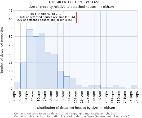 3B, THE GREEN, FELTHAM, TW13 4AF: Size of property relative to detached houses in Feltham