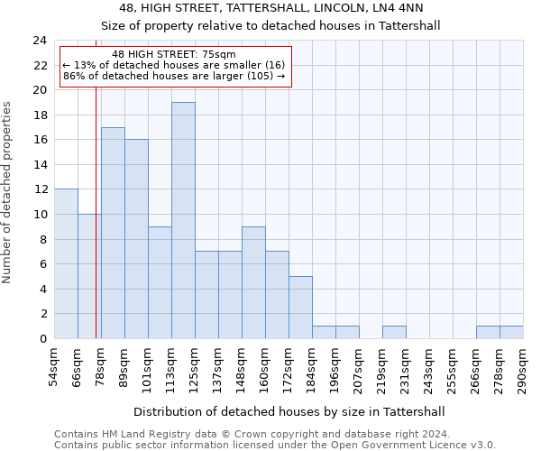 48, HIGH STREET, TATTERSHALL, LINCOLN, LN4 4NN: Size of property relative to detached houses in Tattershall