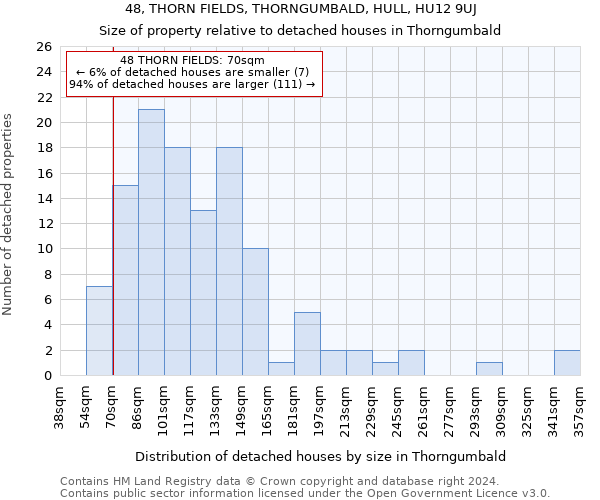 48, THORN FIELDS, THORNGUMBALD, HULL, HU12 9UJ: Size of property relative to detached houses in Thorngumbald