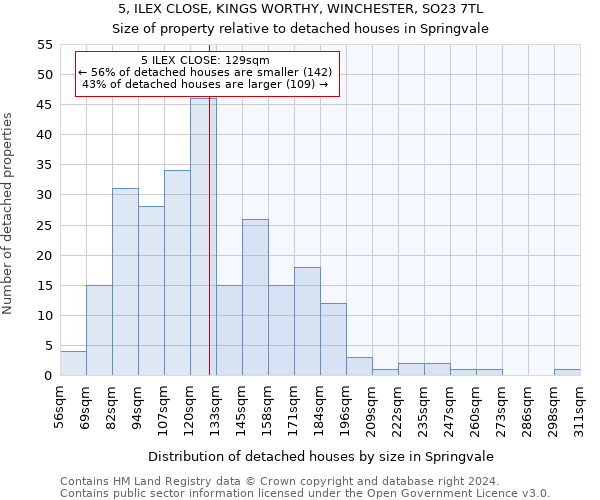 5, ILEX CLOSE, KINGS WORTHY, WINCHESTER, SO23 7TL: Size of property relative to detached houses in Springvale
