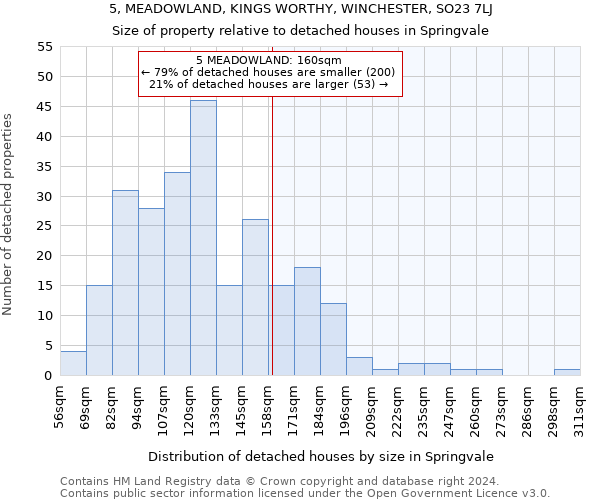 5, MEADOWLAND, KINGS WORTHY, WINCHESTER, SO23 7LJ: Size of property relative to detached houses in Springvale