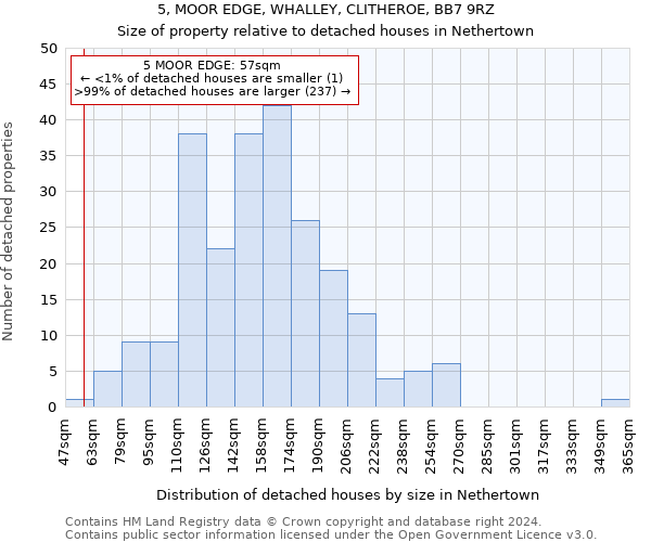 5, MOOR EDGE, WHALLEY, CLITHEROE, BB7 9RZ: Size of property relative to detached houses in Nethertown