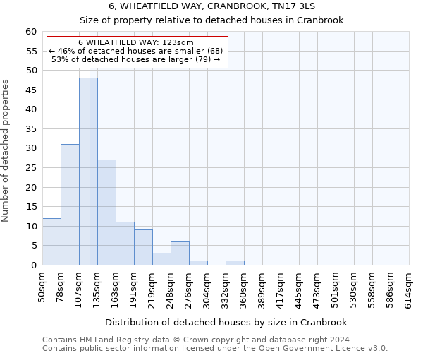 6, WHEATFIELD WAY, CRANBROOK, TN17 3LS: Size of property relative to detached houses in Cranbrook