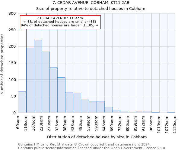 7, CEDAR AVENUE, COBHAM, KT11 2AB: Size of property relative to detached houses in Cobham