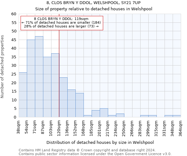 8, CLOS BRYN Y DDOL, WELSHPOOL, SY21 7UP: Size of property relative to detached houses in Welshpool