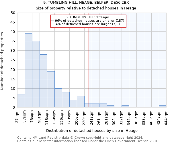 9, TUMBLING HILL, HEAGE, BELPER, DE56 2BX: Size of property relative to detached houses in Heage