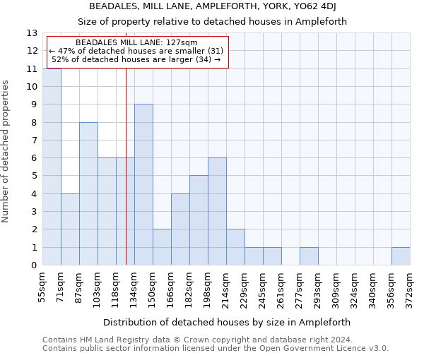 BEADALES, MILL LANE, AMPLEFORTH, YORK, YO62 4DJ: Size of property relative to detached houses in Ampleforth