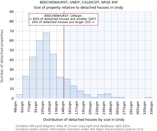 BEECHENHURST, UNDY, CALDICOT, NP26 3HF: Size of property relative to detached houses in Undy