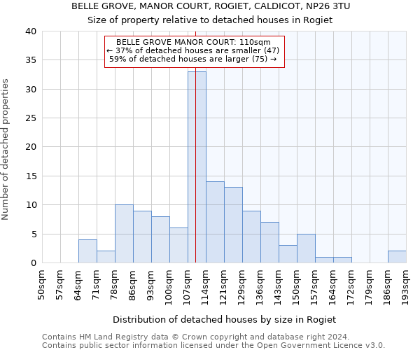 BELLE GROVE, MANOR COURT, ROGIET, CALDICOT, NP26 3TU: Size of property relative to detached houses in Rogiet