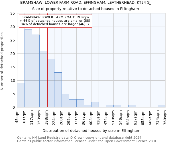 BRAMSHAW, LOWER FARM ROAD, EFFINGHAM, LEATHERHEAD, KT24 5JJ: Size of property relative to detached houses in Effingham