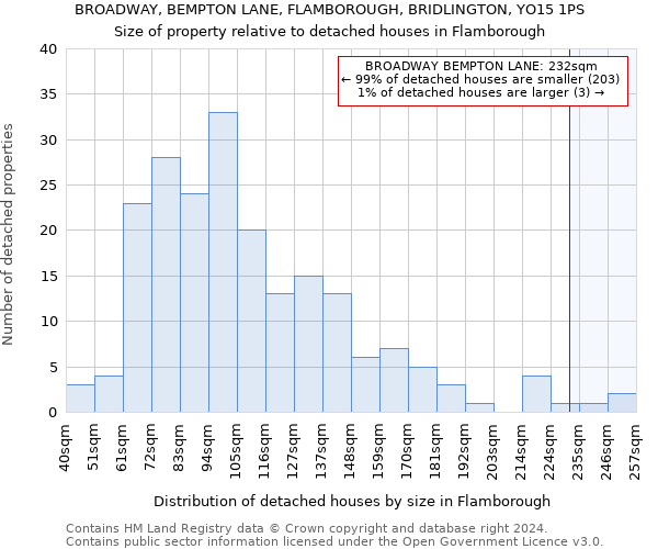 BROADWAY, BEMPTON LANE, FLAMBOROUGH, BRIDLINGTON, YO15 1PS: Size of property relative to detached houses in Flamborough