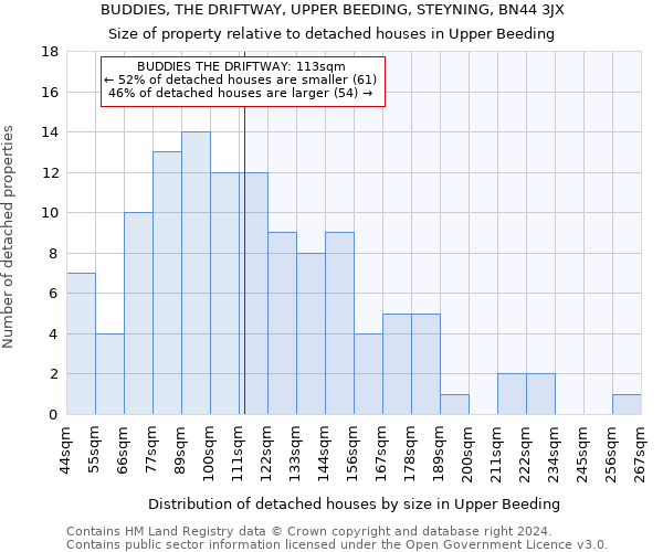 BUDDIES, THE DRIFTWAY, UPPER BEEDING, STEYNING, BN44 3JX: Size of property relative to detached houses in Upper Beeding