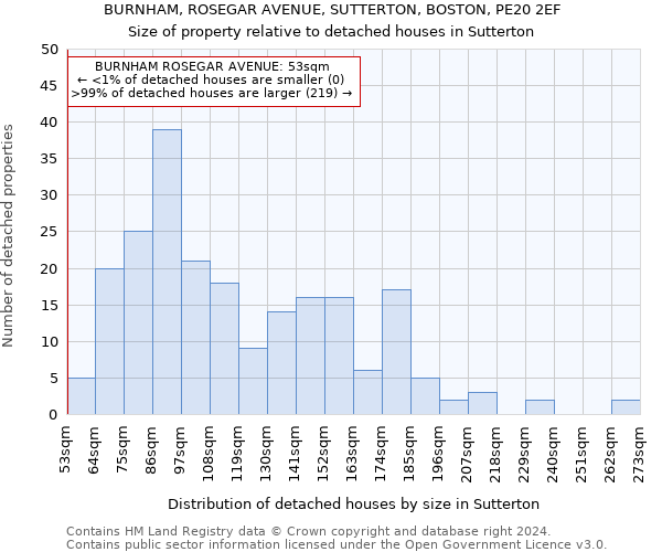 BURNHAM, ROSEGAR AVENUE, SUTTERTON, BOSTON, PE20 2EF: Size of property relative to detached houses in Sutterton