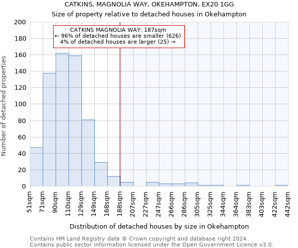CATKINS, MAGNOLIA WAY, OKEHAMPTON, EX20 1GG: Size of property relative to detached houses in Okehampton