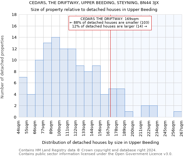 CEDARS, THE DRIFTWAY, UPPER BEEDING, STEYNING, BN44 3JX: Size of property relative to detached houses in Upper Beeding