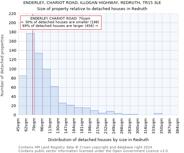 ENDERLEY, CHARIOT ROAD, ILLOGAN HIGHWAY, REDRUTH, TR15 3LE: Size of property relative to detached houses in Redruth