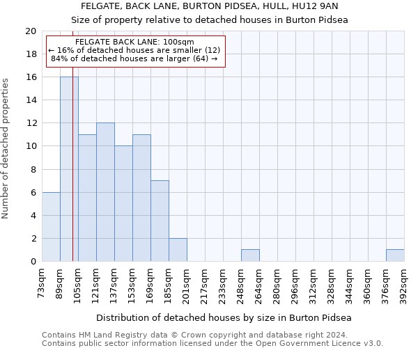 FELGATE, BACK LANE, BURTON PIDSEA, HULL, HU12 9AN: Size of property relative to detached houses in Burton Pidsea