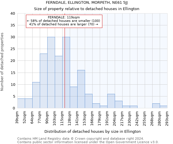 FERNDALE, ELLINGTON, MORPETH, NE61 5JJ: Size of property relative to detached houses in Ellington
