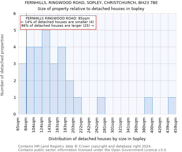 FERNHILLS, RINGWOOD ROAD, SOPLEY, CHRISTCHURCH, BH23 7BE: Size of property relative to detached houses in Sopley