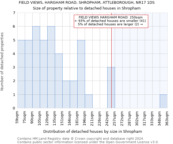 FIELD VIEWS, HARGHAM ROAD, SHROPHAM, ATTLEBOROUGH, NR17 1DS: Size of property relative to detached houses in Shropham