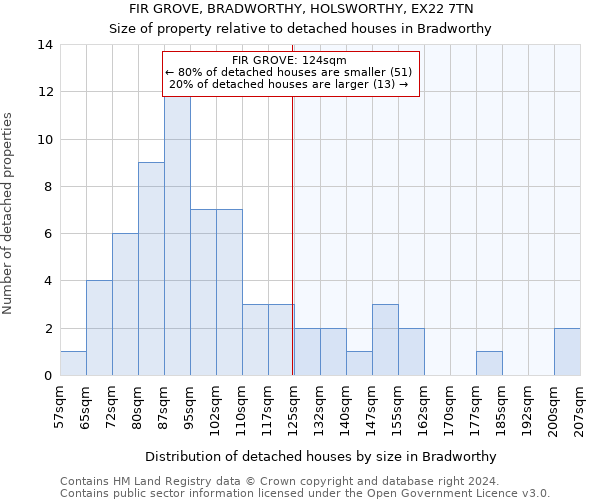 FIR GROVE, BRADWORTHY, HOLSWORTHY, EX22 7TN: Size of property relative to detached houses in Bradworthy